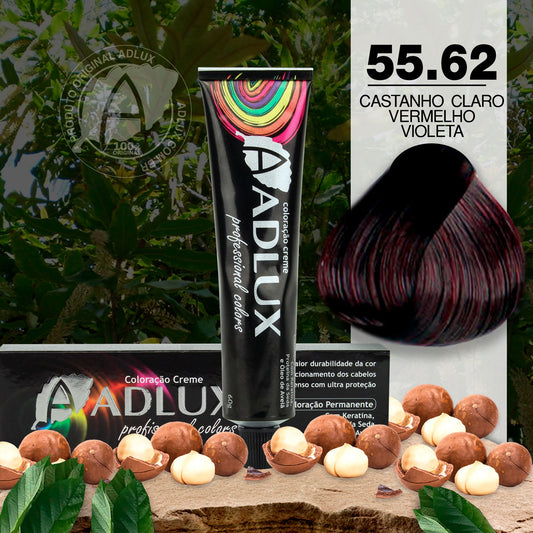 Coloração Creme Adlux 55.62 Castanho Claro Vermelho Violeta - 60g