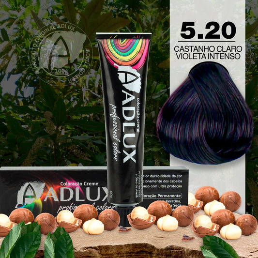Coloração Creme Adlux 5.20 Castanho Claro Violeta Intenso - 60g
