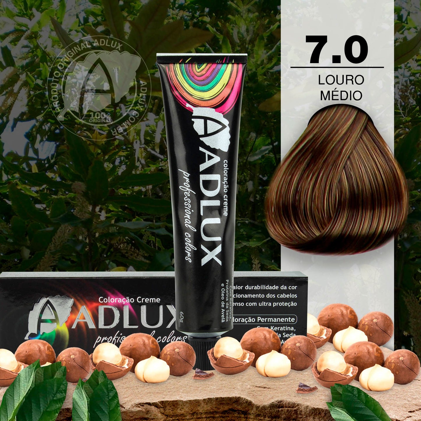 Coloração Creme Adlux 7.0 Louro Médio  - 60g